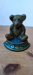 Cast Iron Teddy Bear Door Stop/Wedge - Painted - 9cm x 8cm x 9cm Approx. - Picture 1 of 10