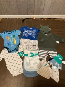 Baby Clothes lot Boy 3 months. baby accessories. cloud, shirt, shorts. 12 pieces - Picture 1 of 1