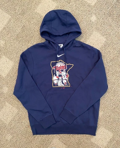Men's Size M  NIKE Pullover Fleece Hoodie Sweatshirt Blue MLB Minnesota Twins Cover