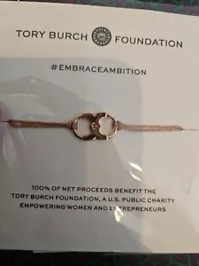 Tory Burch Rose Gold Tone Embrace Ambition Cord Bracelet Adjustable - Picture 1 of 3