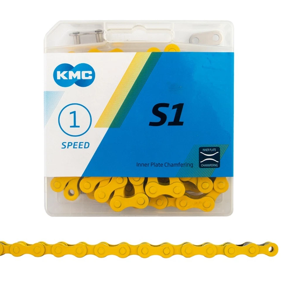 KMC S1 Chain Single Speed 1/2x1/8 Yellow 112 Links - Image 1 of 1