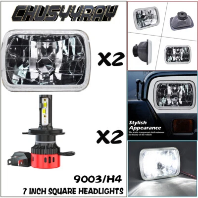 Par de faros halógenos blancos talla diamante lente transparente cuadrada 7 pulgadas 7X6 Foto 1 de 4