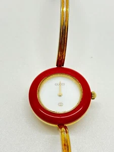 GUCCI 11/12 Change Bezel Watch White Dial metal Red Not tested For Parts - Picture 1 of 10