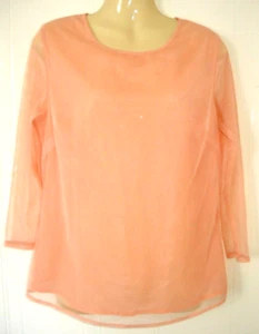 Women's Love Label Sheer Voile Top Blouse Peach Tangerine 10-12 UK - Picture 1 of 4