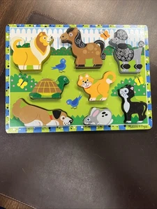 Melissa & Doug Fresh Start Wooden Chunky Puzzle - Pets: Dogs, Cats, Pony #3724 - Picture 1 of 20
