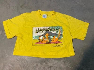 Camiseta corta vintage de los 80 Garfield Beach Wish You Were Here media talla pequeña Foto 1 de 4