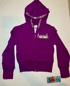 Vintage Girls Y2K Purple Embellished Hannah Montana Zippered Hoodie XS - Picture 1 of 4