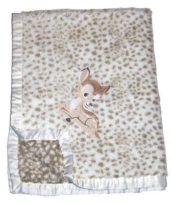 Manta Disney Baby Bambi cervatillo ciervo crema bronceado satinado ribete felpa seguridad 30x40" Foto 1 de 2