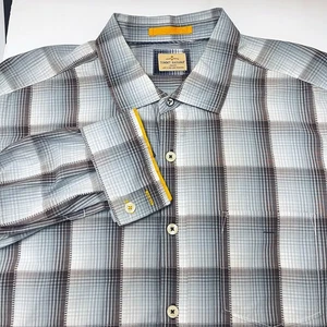 Tommy Bahama Jeans Island Crafted Blue Plaid Long Sleeve Shirt Size XLT - Picture 1 of 5