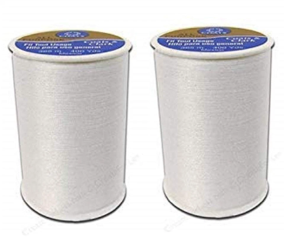 2-Pack Coats  Clark All Purpose Thread, 400 Yards, White, Dual Duty, Sewing - Image 1 of 1