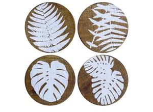 Set Of 4 Hawaiian Wood Drink Coasters Hawaii Islands Cutout Retro Tiki Bar - Picture 1 of 2