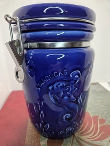 Starbucks Kobaltblau Keramik KAFFEE KANISTER Glas Sirene MEERJUNGFRAU 8,5" H - Bild 1 von 8