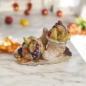 Coctelera de sal y pimienta de barril de galletas Cornucopia con bandeja inferior en caja retirada LEER - Imagen 1 de 18