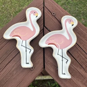 ROSA FLAMINGO KLEINE KERAMIK SCHMUCK SCHMUCK TABLETT SCHALE/HALTER 5" 2er Set - Bild 1 von 7
