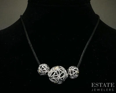 Collar de fieltro negro con cuentas JAI John Hardy de plata de ley 14k 17 g 20" L i20410 Foto 1 de 4