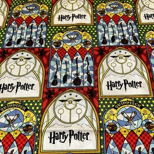 Harry Potter Stained Glass Quidditch Fabric Approximately 44” X 71.5” - Picture 1 of 3