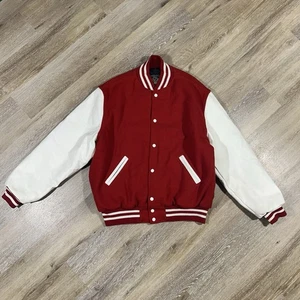 Vintage Holloway College Varsity Jacket Wool Leather Red White Mens XL Retro USA - Picture 1 of 24
