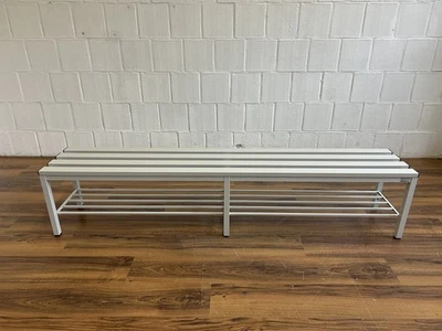 C+P Sitzbank Umkleidebank grau Kunststoff 196cm breit Schuhablage - Bild 1 von 4