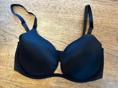 Бюстгальтер на косточках Victoria's Secret гладкий черный однотонный 34DD Bare Open Plunge VS - Изображение 1 из 2