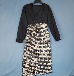 Fashion Noma Women's Hooded Long Sleeve Dress Cargo Pockets Black/Tan Size 6 - Picture 1 of 12