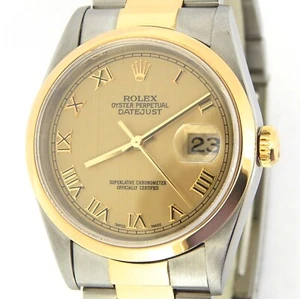 Rolex Datejust 16203 Mens 18K Gold Stainless Steel Watch Oyster Band Roman Dial - Picture 1 of 9