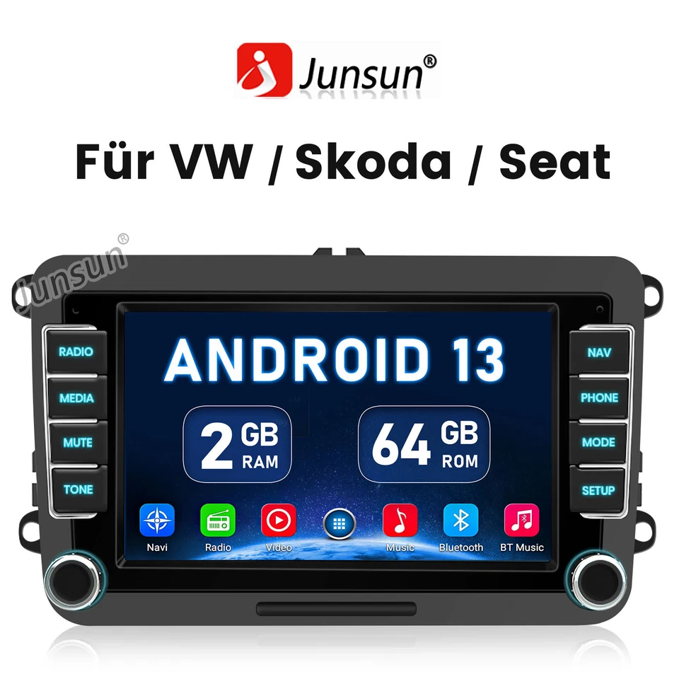 CarPlay Autoradio Android GPS Nav 2+64G Für VW GOLF 5 6 Passat Touran Tiguan EOS - Bild 1 von 4