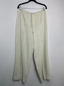 TOMMY BAHAMA Womens Cream 100% Silk Baggy Wide Leg Zip Tie Waist Size 12 - Picture 1 of 10