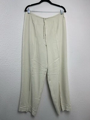 TOMMY BAHAMA Womens Cream 100% Silk Baggy Wide Leg Zip Tie Waist Size 12 - Image 1 of 4