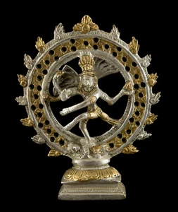 Shiva Nataraja Natraj Murti Dancing Statue 14.5cm 400g Brass India #26069 - Picture 1 of 6