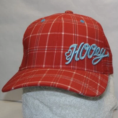 HOOEY L/XL Red Blue Ball Cap Plaid Cowboy Roping Western Hat Lid Unisex Flexfit - Image 1 of 4