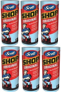 (6) Rolls Scott 75130 Original Blue Strong Absorbent Shop Towels  - Picture 1 of 3