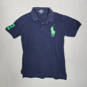 Vtg Polo Ralph Lauren Shirt Boys Large 16/18 Blue Big Pony Short Sleeve Rugby - Picture 1 of 10