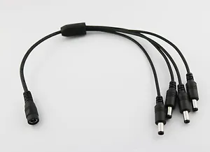 CCTV DC Power Plug 1 Female To 4 Male Plug Cable Splitter 5.5mm x 2.5mm Adapter - Picture 1 of 7