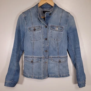 Talbots Women's XS Blue Denim Stretch Trucker Jacket - Picture 1 of 5