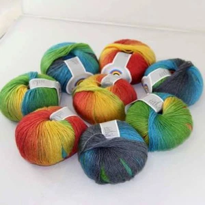 Hot 8Balls*50g Soft Cashmere Wool Rainbow Wrap Shawl DIY Hand Knitwear Yarn 10 - Picture 1 of 24