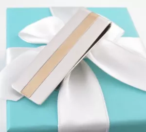 TIFFANY & CO SCATOLA PORTASOLDI A RIGHE ARGENTO ORO 18K - Foto 1 di 7
