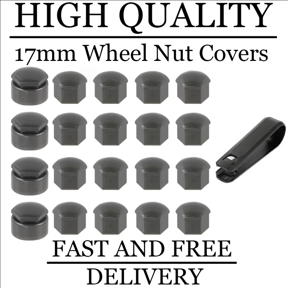 17mm Grey Wheel Nut Covers + Locking For Vauxhall Astra (5 Stud) [G] (1998-04) - Image 1 of 1