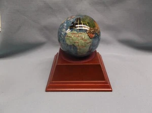full color unique globe loose on wood block desk decor FREE lettered plate - Picture 1 of 4