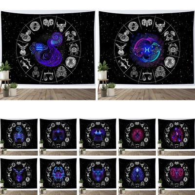 12 Constellation Tapestry Psychedeic Mysterious Wall Hanging Bedspread Cover - Image 1 of 4