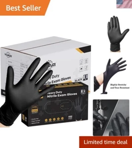 Disposable Nitrile Exam Gloves, 6-mil, Black, Heavy Duty Disposable Gloves, C... - Picture 1 of 10