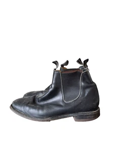 RM Williams Chelsea Boots Mens Size 9.5G Black Leather Longhorns Australia Made - Picture 1 of 20