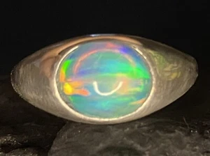 Handmade in Australia solid White Rainbow opal adjustable sterling silver ring - Imagen 1 de 11