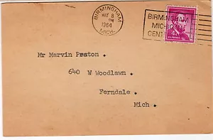 BIRMINGHAM MICH May 8 1964 Sc#1036a postcard rate stamp club notice - Picture 1 of 2