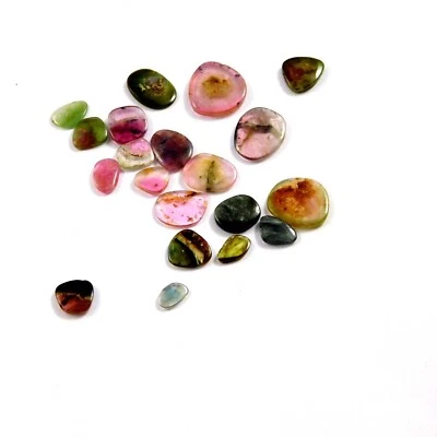 100% Natürlich 20 Teile 39.80Crt Wassermelone Turmalin Scheibe Menge Edelsteine - Bild 1 von 4