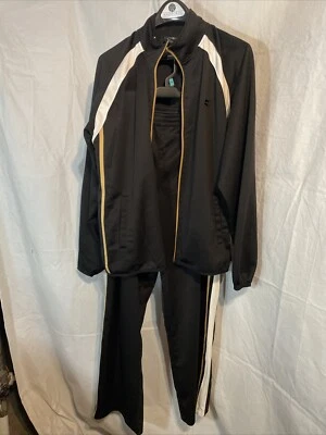 Starter Track Set Chaqueta Hombre Grande Negro Dorado Blanco Rayas Cremallera Completa Activa Foto 1 de 4