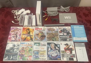 Wii Console Bundle w/ 10 Games, 2 Controller & 2 Nunchuks - Fully Tested Works! - Picture 1 of 2