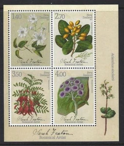 NEW ZEALAND 2021 SARAH FEATON BOTANICAL ARTIST MINIATURE SHEET UNMOUNTED MINT - Picture 1 of 1