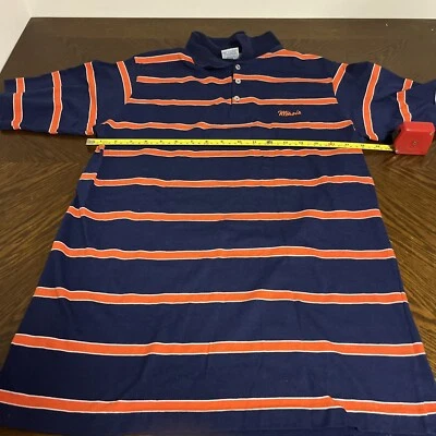 ¡Camiseta polo vintage a rayas de 3 botones de Illinois! Talla L!! Foto 1 de 4