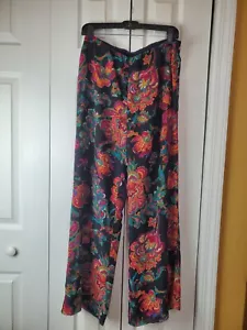 Lauren Ralph Lauren Women's Black Floral Wide Leg Pull On Palazzo Pants Size 10 - Picture 1 of 7