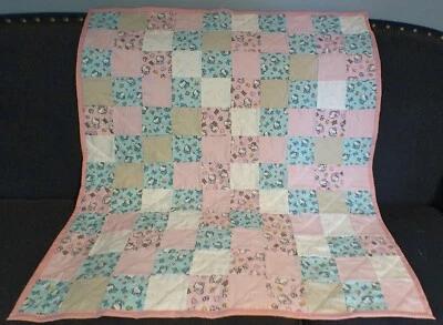 Handmade Baby Girl Crib Quilt, Hello Kitty Flannel Prints/Cotton Back, 40" x 46" - Image 1 of 2
